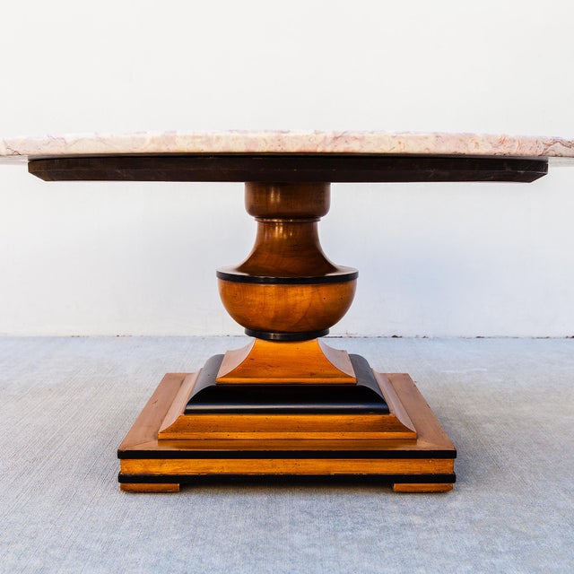 Vintage Pink Travertine Pedestal Base Coffee Table by Hekman For Sale - Image 12 of 18