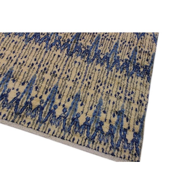 Shabby Chic 1990s Shabby Chic Moroccan Blue Wool Rug - 8′10″ × 12′1″ For Sale - Image 3 of 8