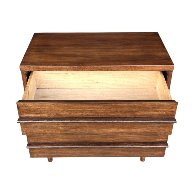 1960s Pair of Mid-Century Modern Walnut Nightstands With Recessed Pulls For Sale - Image 10 of 14