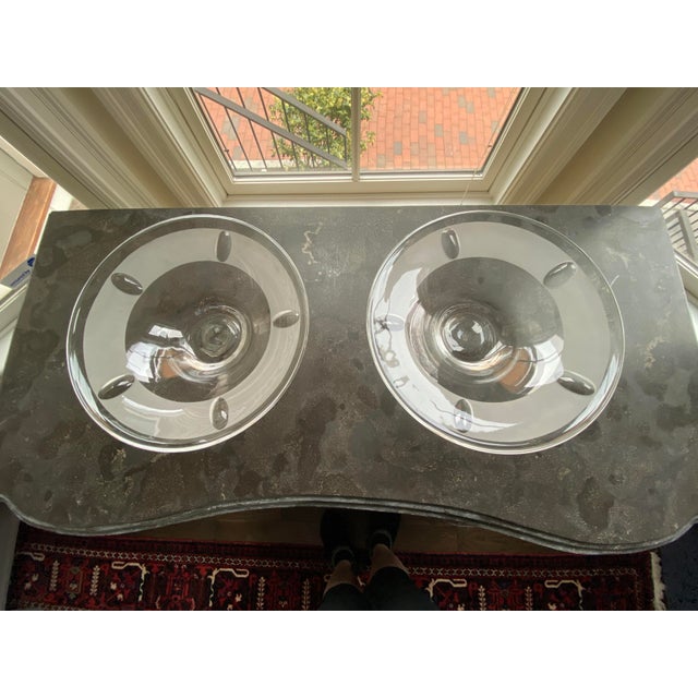 Barbara Barry - 2 identical round glass decorative bowls purchased from Baker Furniture. In good condition. Once of the...