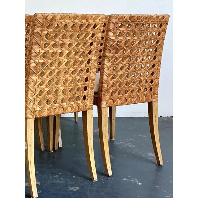 Wood Vintage Woven Cane Dining Chairs - Set of 4 For Sale - Image 7 of 18