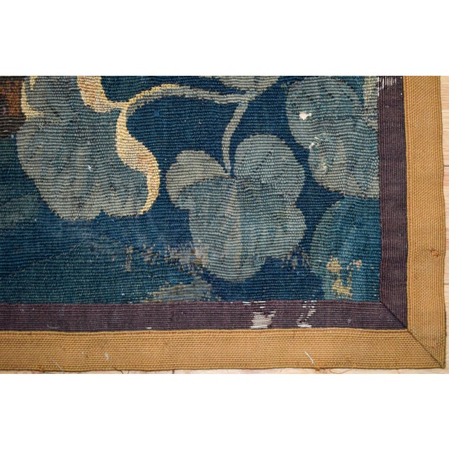 Antique Aubusson Verdure Tapestry, Large 18th C Handwoven French Wall Hanging, Forest Landscape Art For Sale - Image 14 of 14