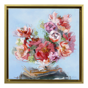 Flower Study - Framed Abstract Colorful Still Life Mixed Media Art on Canvas Original Artwork by Kellie Newsome