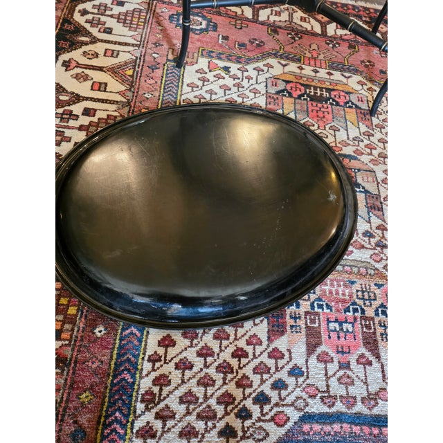Metal Black and Gold Papier Mache Tray Table For Sale - Image 7 of 9