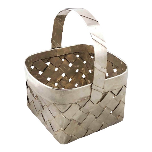 Vintage Sterling Silver Woven Basket With Handle Chairish