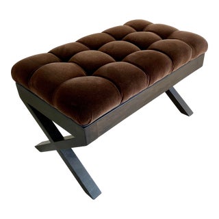 Deep-Tufted Velvet X-Bench by ModShop For Sale