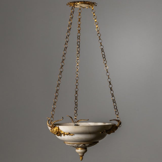 Alabaster Ceiling Light, Vienna, Austria, Early 19th Century For Sale - Image 5 of 12