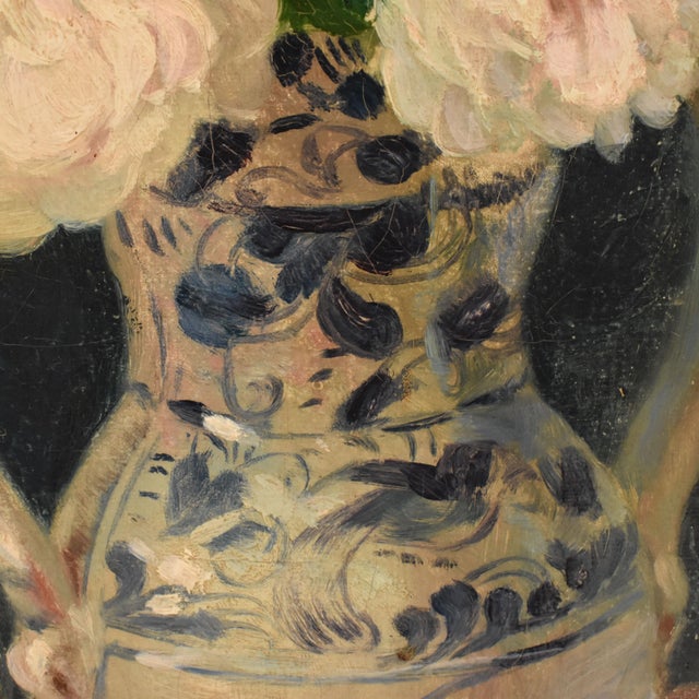 Henri Joseph Thomas, Still Life with Vase of White Roses, 1890s-1910s, Oil on Canvas, Framed For Sale - Image 6 of 11