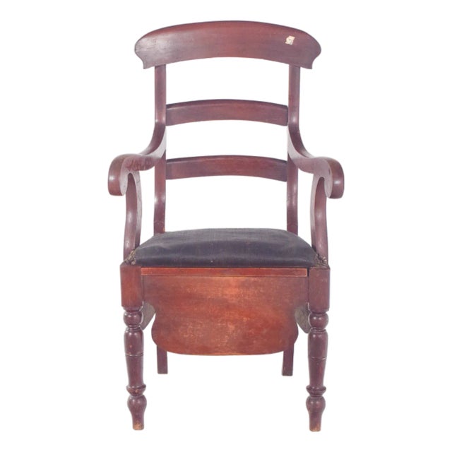 Black Upholstered Potty Chair, 19th Century For Sale