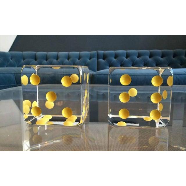Charles Hollis Jones 1960s Oversized Dice Bookends in Lucite by Charles Hollis Jones - A Pair For Sale - Image 4 of 7