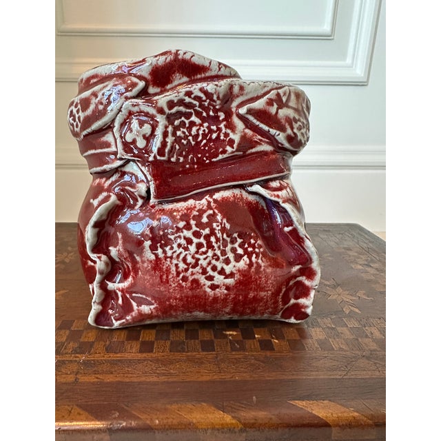 Contemporary Vintage 1970’s Signed Oxblood Brown Ceramic Vase/Vessel For Sale - Image 3 of 15