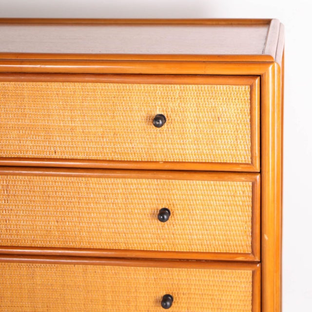 Raffia and Wood Chests of Drawers, 1970s, Set of 2 For Sale - Image 16 of 18