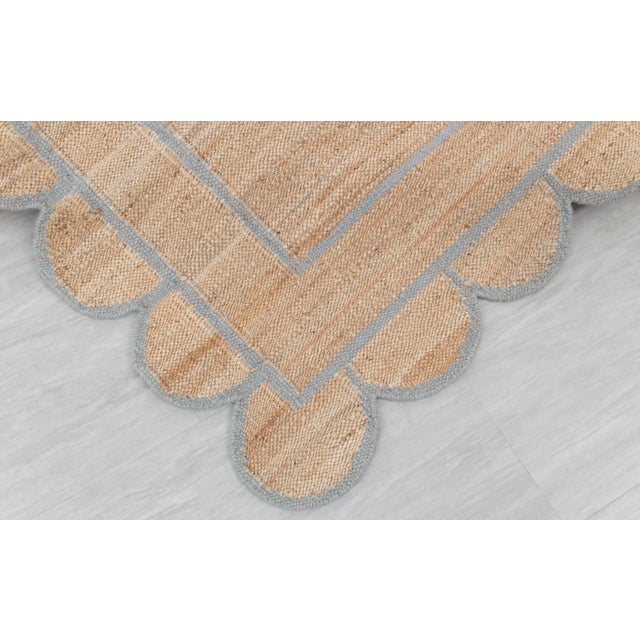 Gray Jute Wool Premium Handwoven (Not Braided) Scalloped Rug 2x4Ft. For Sale - Image 12 of 12