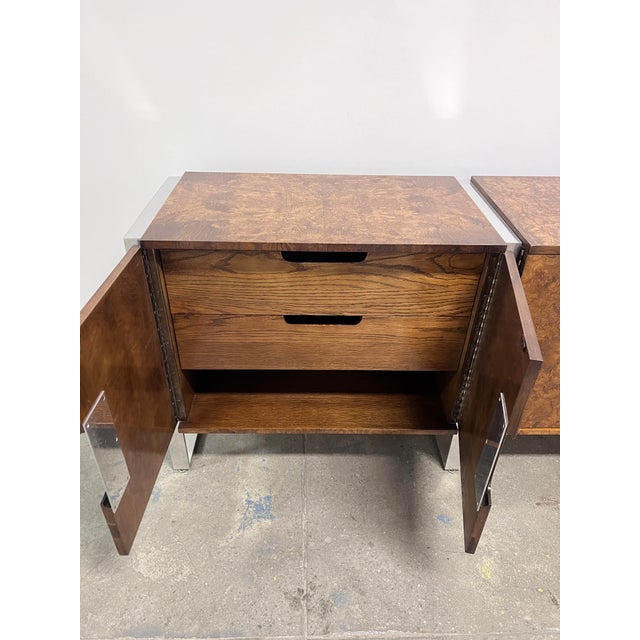 8.5 Foot Burlwood Credenza by Leon Rosen for Pace Circa 1970s For Sale - Image 9 of 12