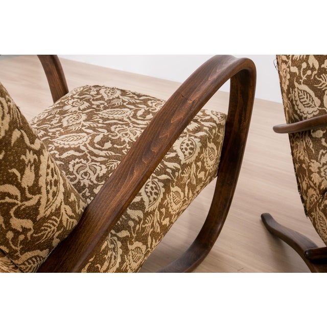 Brown Vintage Art Deco Lounge Chairs by Jindřich Halabala for Thonet, 1930s, Set of 2 For Sale - Image 8 of 15