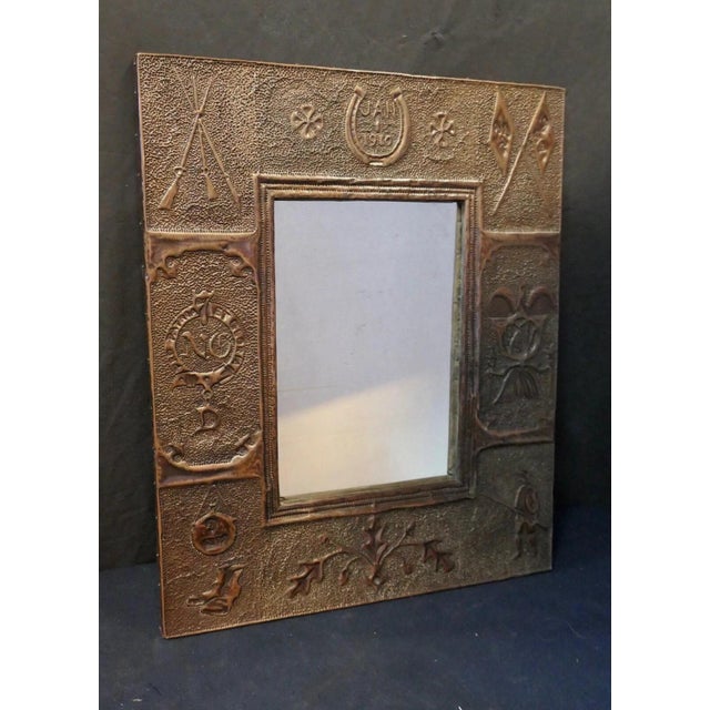 Metal Early 20th Century Military Folk Art Copper Framed Mirror For Sale - Image 7 of 7