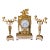 19th C French Louis XVI Bronze Crystal Clock Set 3Pc For Sale