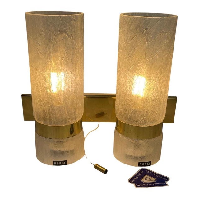 Vintage New Old Stock Wall Mounted Lamp with Original Shade & Brass Base from Doria Leuchten, Germany, 1970s For Sale - Image 11 of 11