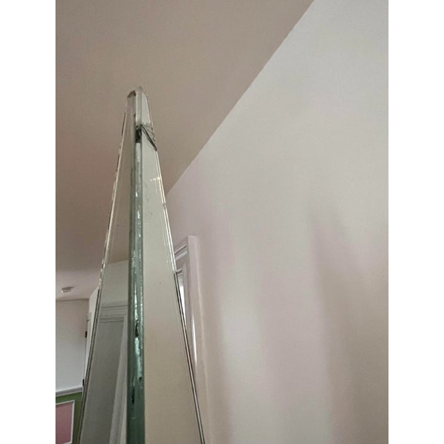 Glass 1980s Triangle Pyramid Full Body Floor Mirror For Sale - Image 7 of 8