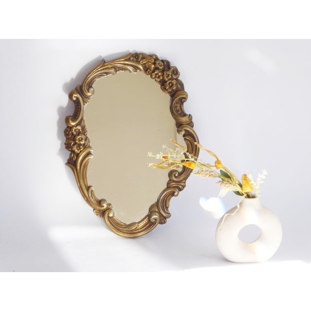 Baroque Vintage Rococo French Gold Plaster Ornate Wall Mirror, 1960s For Sale - Image 3 of 11