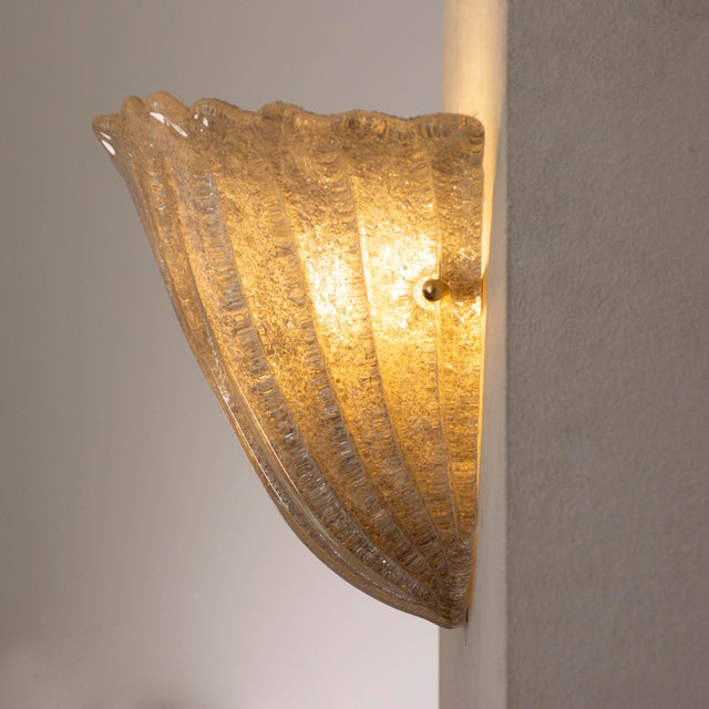 Fan-Shaped Wall Light in Gray Scavo with Grit, 1990s For Sale - Image 6 of 12