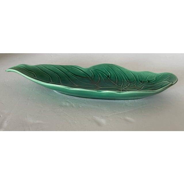 Great Wedgwood Majolica Green Leaf Dish Stamped in hollow at the bottom. C.1940 Very good to excellent condition...