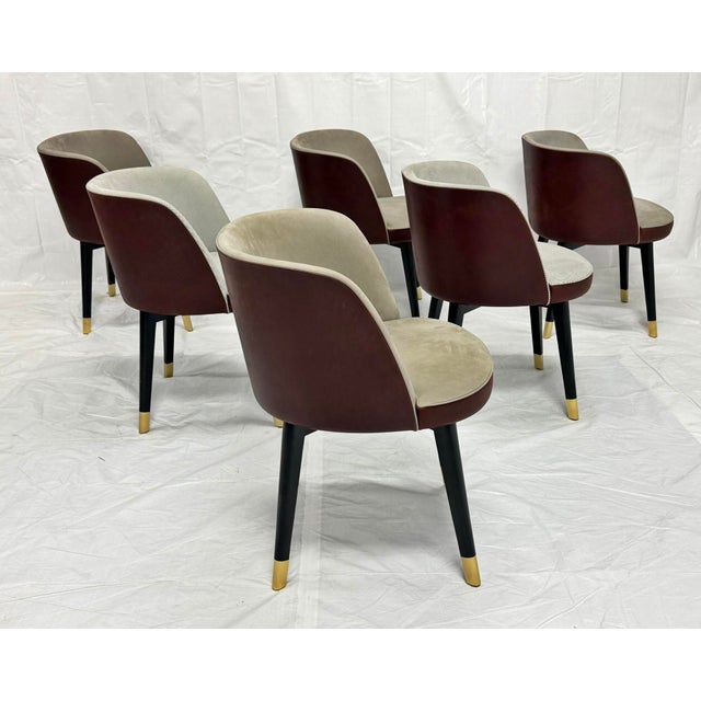 SA Baxter Set of 6 Baxter "Colette" Chairs by Roberto Lazzeroni in Leather Brass For Sale - Image 4 of 18