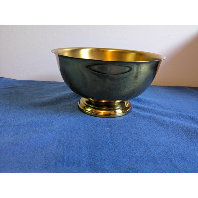 Vintage Mid-Century Seiden Solid Brass Paul Revere Style Footed Bowl - 8.25" For Sale - Image 10 of 15