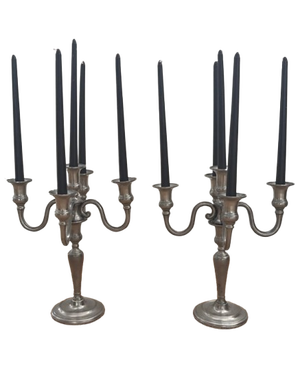 Pair of Italian Pewter Candelabras - Mid 20th Century