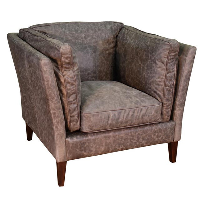 2020s Kenmore Leather Arm Chair - Grey For Sale - Image 5 of 7