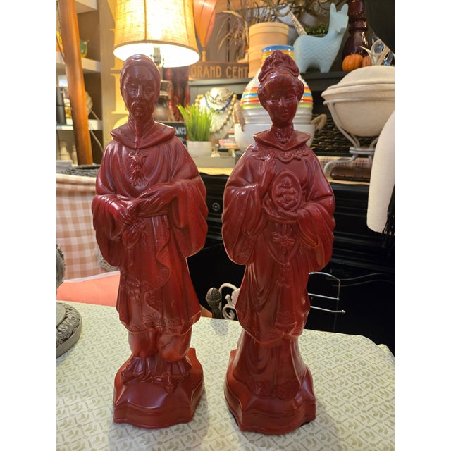Ceramic Early 20th Century MCM Emperor and Empress With Child Quan Yin Statues For Sale - Image 7 of 7