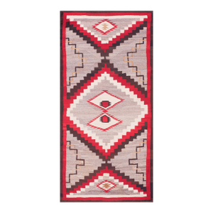 1930s Gray Medallion Tribal Antique American Navajo Rug 3'10" X 7'4" Flatweave Wool Carpet