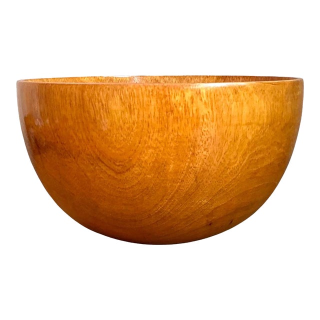 Vintage Handcrafted Wooden Salad Bowl For Sale