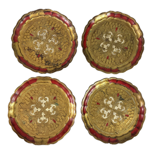 Vintage Florentine Hand Crafted,gilded,antiqued Finished -Serving Tray-Set of 4