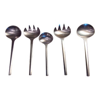 Georg Jensen Stainless Steel "Prism" Pattern Serving Pieces For Sale