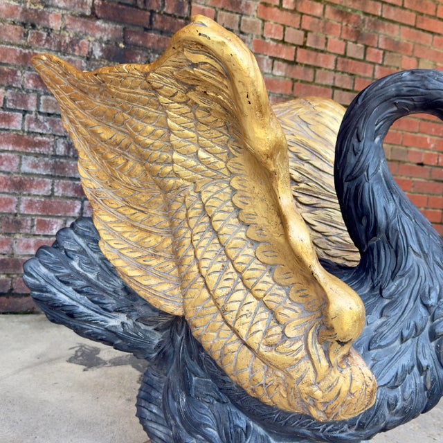 Vintage Hollywood Regency Parcel Gilt Swan Pedestal Dining Table Base - Newly Painted For Sale - Image 10 of 13