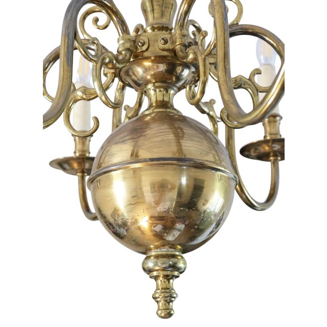 Large Vintage Ormolu Brass Chandelier, 1970 For Sale - Image 6 of 7