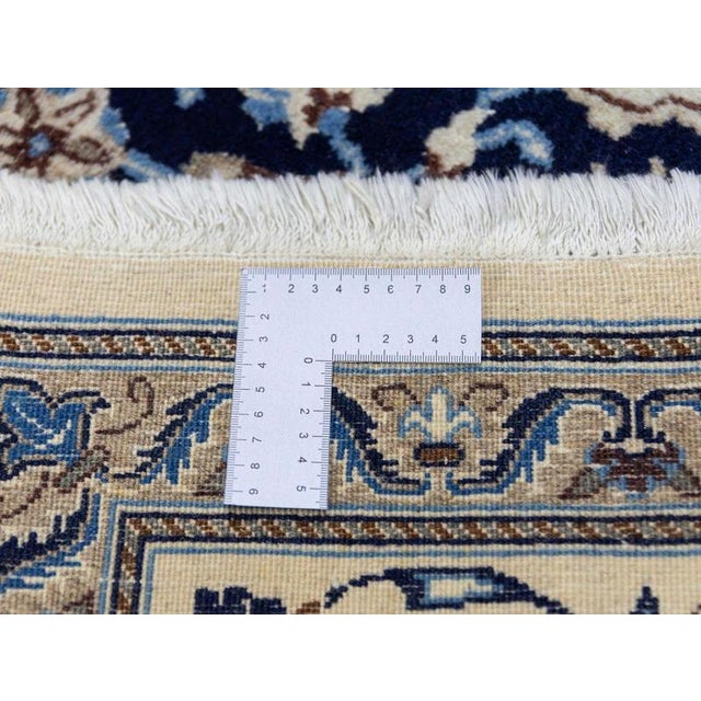 Blue Hand-Knotted Nain Kashmari Rug in Silk For Sale - Image 8 of 15