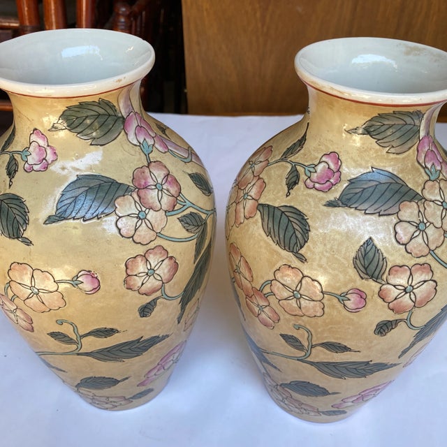 Vintage Matching Floral Bird Vases- a Pair For Sale - Image 9 of 12