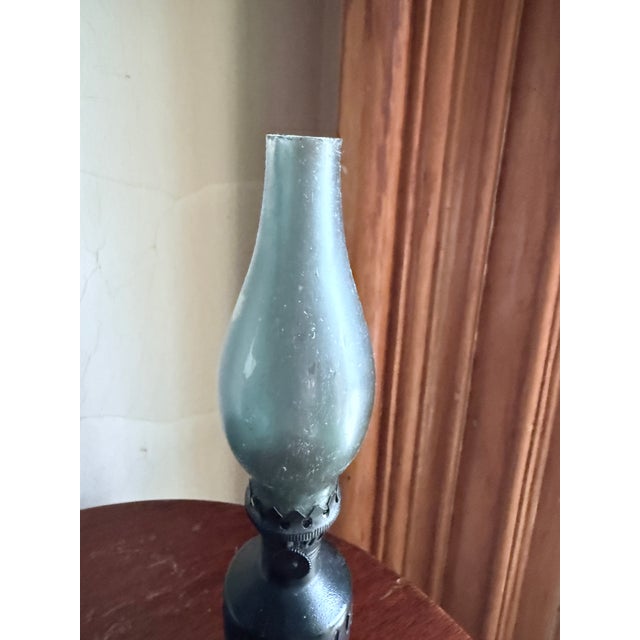 Blue Vintage Mid Century 1960s Mini Hurricane Lantern Blue Glass For Sale - Image 8 of 9