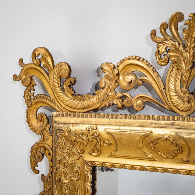 Large Florentine Baroque-Style Wall Mirror, Italy, 1800s For Sale - Image 6 of 8