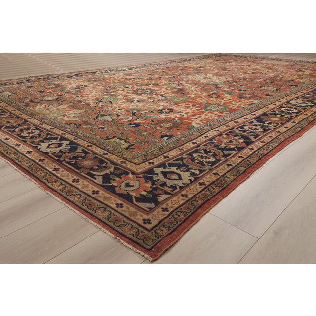 Terra Cotta Late 19th Century Persian Sultanabad Rug, 11'05 X 20'00 For Sale - Image 8 of 10