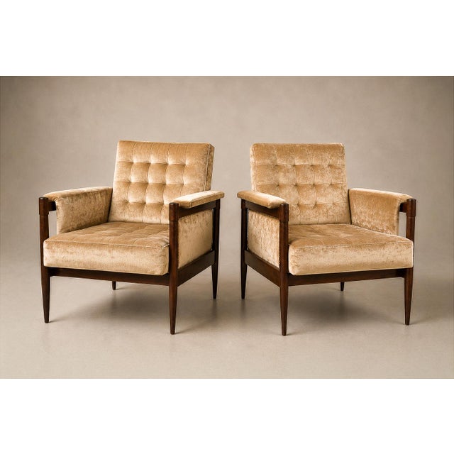 Mid-Century Modern Móveis Provenzal Lounge Chair in Jacaranda & Champagne Mohair Velvet, Brazil, 1960s For Sale - Image 3 of 16