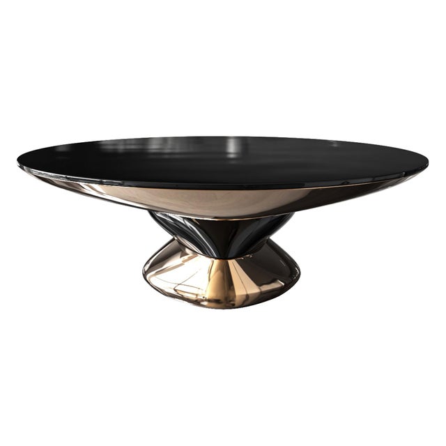"Modena" Coffee Table With Bronze and Stainless Steel