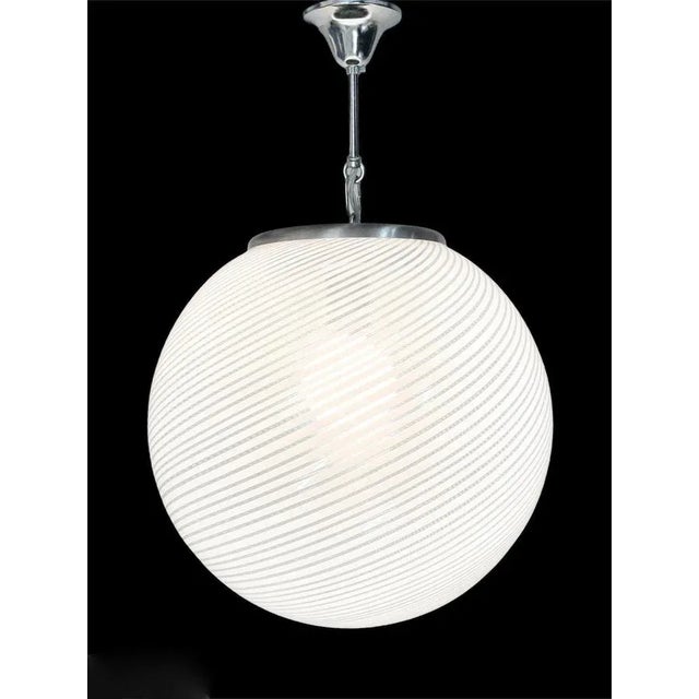 Mid-Century White and Crystal Murano Glass Reticello Light by Mario Botta for Venini, 1970s For Sale - Image 9 of 18