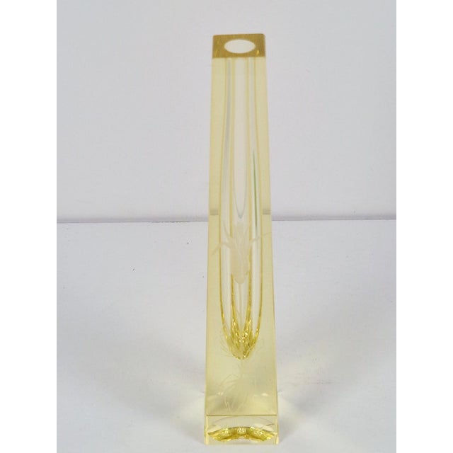 Glass Citrine Drop Cut Engraved Glass Vase by Antonin Drobnik for ZBS, 1960s For Sale - Image 7 of 14