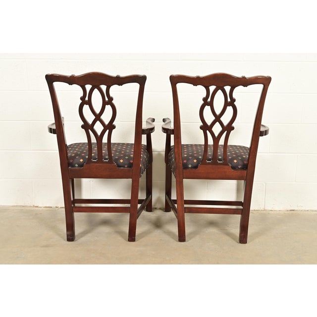 Kindel Furniture Georgian Carved Mahogany Armchairs, Pair For Sale - Image 11 of 14