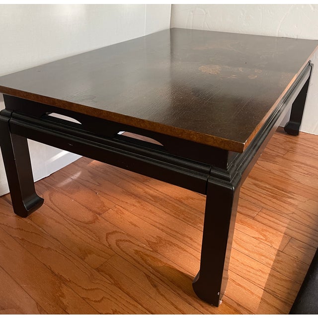 Hollywood Regency Hollywood Regency Black Lacquer, Gold Design Ming Style Coffee Table For Sale - Image 3 of 12