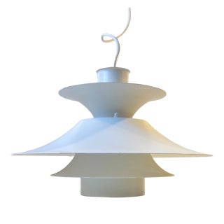 Vintage Danish White Pendant Lamp from Lyfa, 1970s For Sale