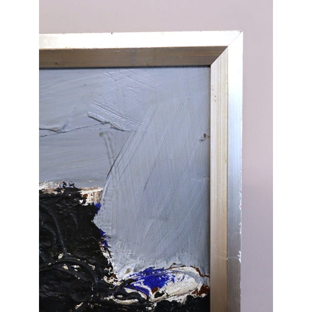 Paint Mid-Century Modern 'Blue Echoes' Vintage Original Abstract Oil Painting by Swedish Artist Hans Osswald (1919-1983), Framed For Sale - Image 7 of 15